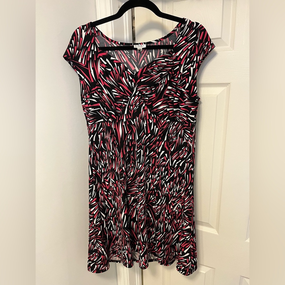 Cleo Black and Pink Abstract Midi Dress